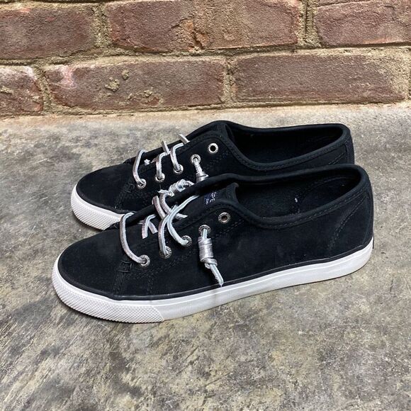 Sperry Seacoast Wash Black Leather Sneaker Size 6.5 NEW - Picture 4 of 10